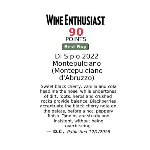 Wine Enthusiast 2022 90pts - Montepulciano